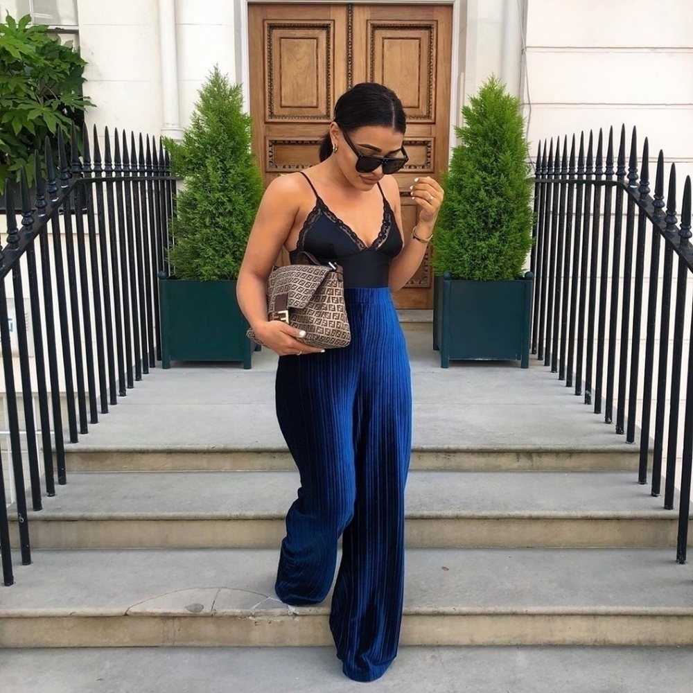 Sundarbay Blue Velvet Ribbed Pants 12